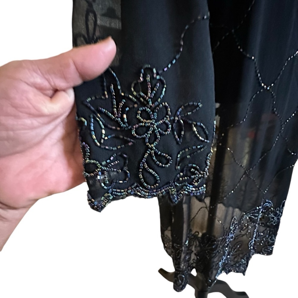 Bohemian, Black, Sheer & Beaded, Long Sleeve Cover Up - Picture 8 of 16
